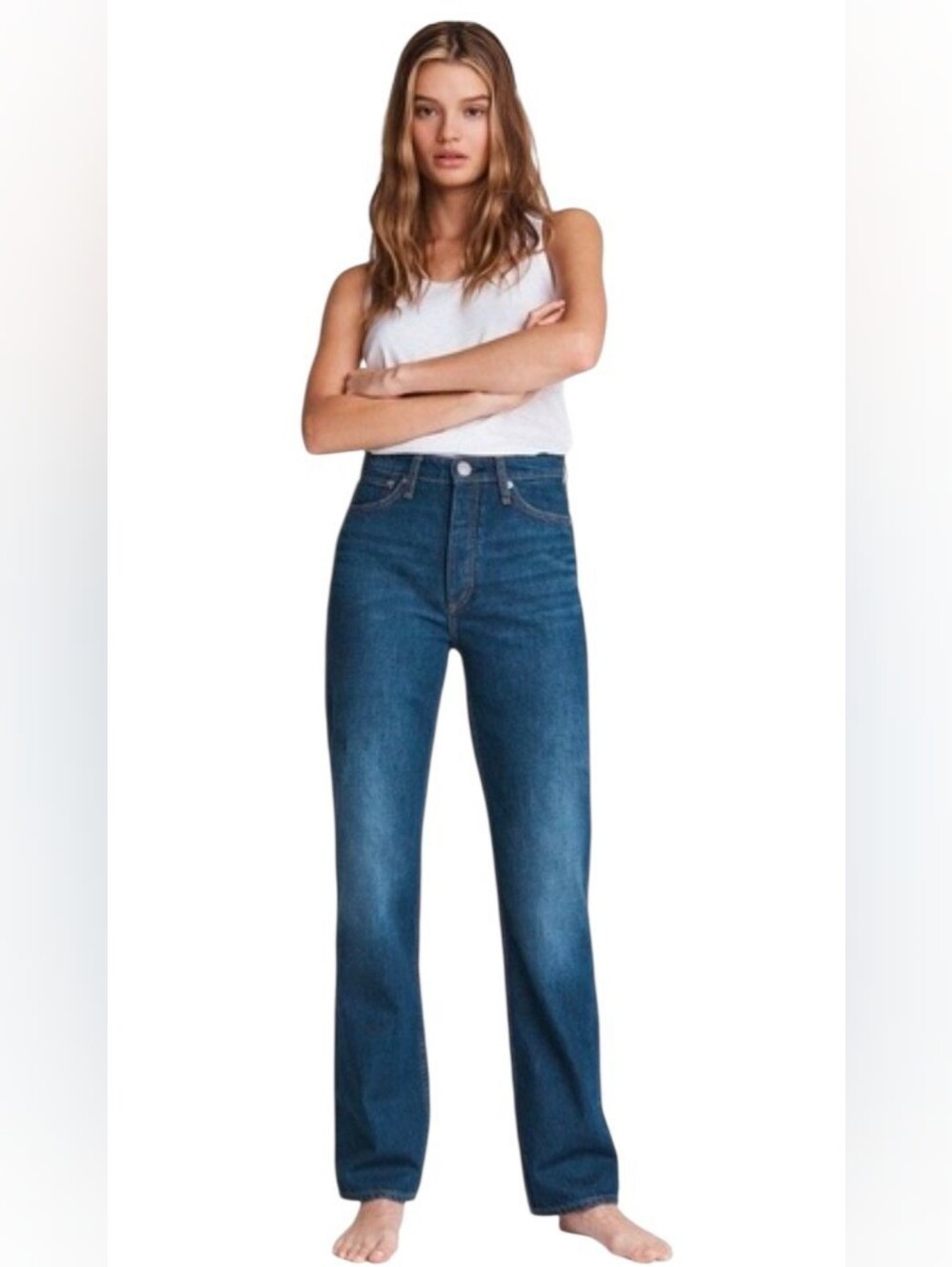 RAG & BONE Alex High Rise Straight Jeans in Stowe - Size 26